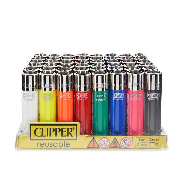 Clipper Lighter 48ct POP Counter Display – Solid Assorted for wholesale by Cannatron