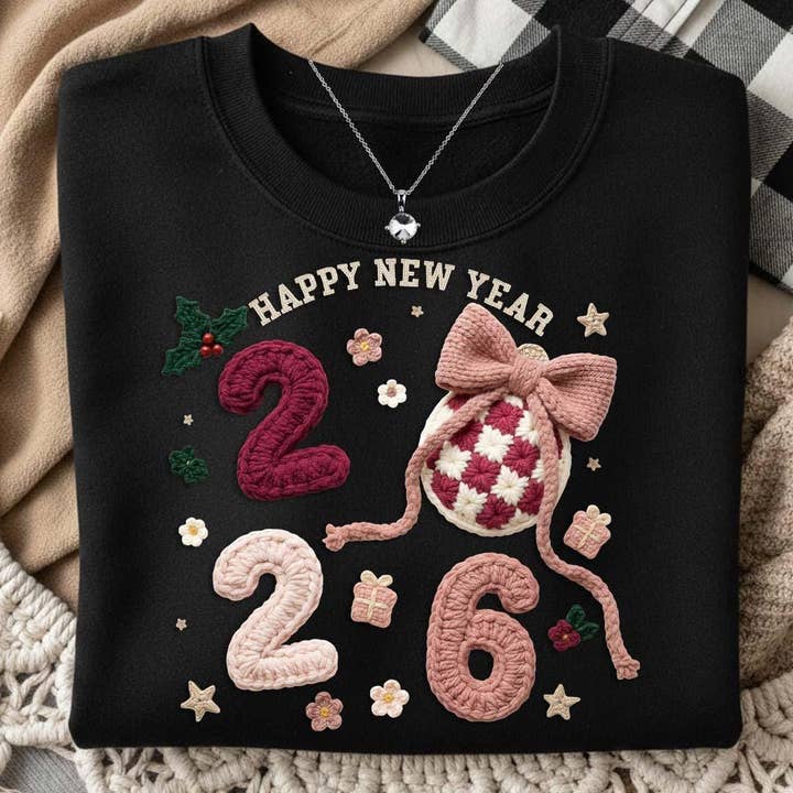 DLT Ecommerce - Wholesale T-Shirt (Graphic) - Women's - Happy New Year 2026 Shirt, Cute Festive New Year Sweatshirt 3