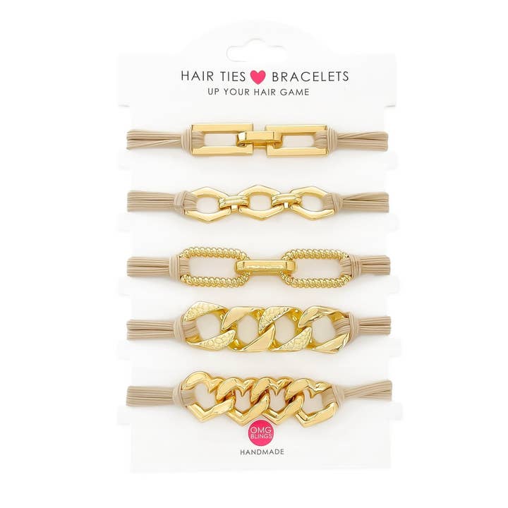 AHT19 - Ensemble de 5 Élastiques à Cheveux - Bracelets pour la vente par OMG Blings