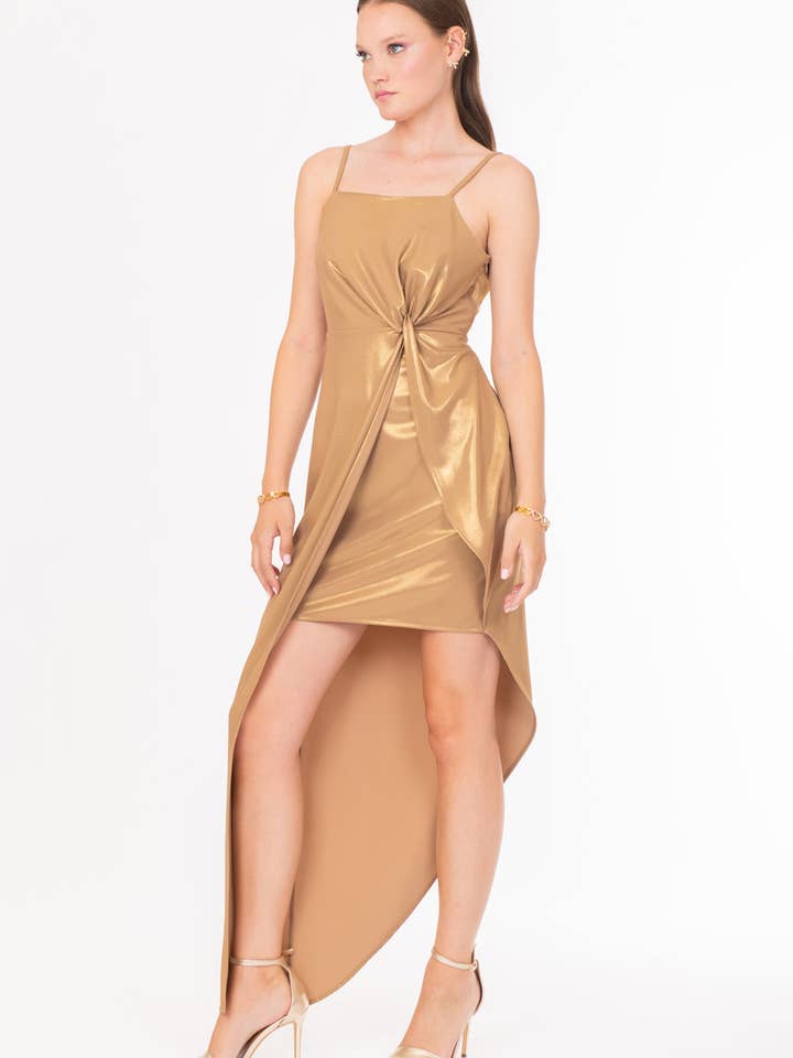 Asymmetrisk kjole med sideknude 96% Pl 4% Ea for engroshandel hos Siste's S.p.A.