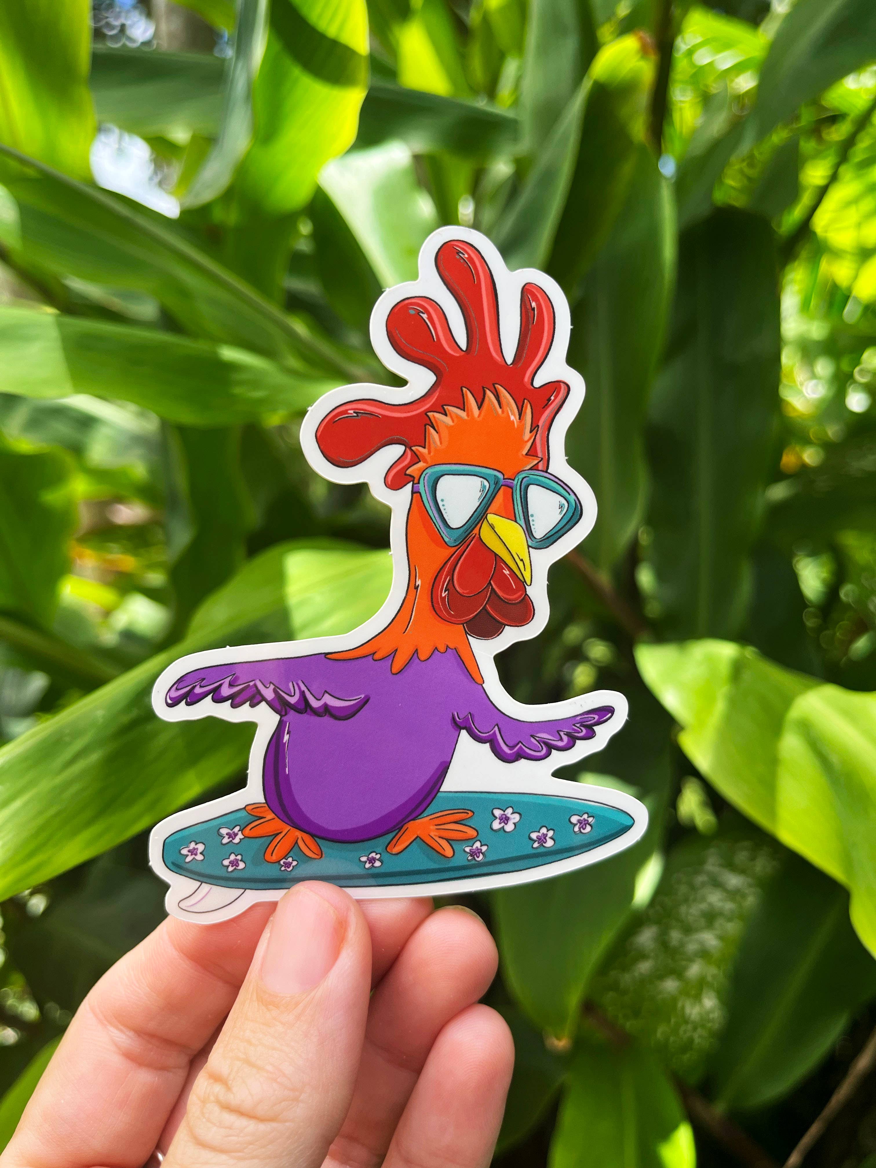 Left Right Design – wholesale Sticker – Surfing Chicken Sticker1