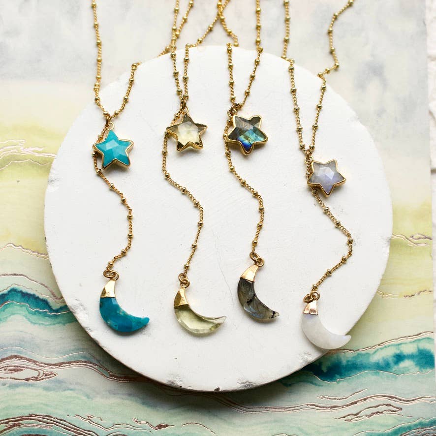 a.v. max - Wholesale Halskettinghanger - Over The Moon Stone Y-hals|Labradoriet|Citroen|Chalcedoon|WRM0