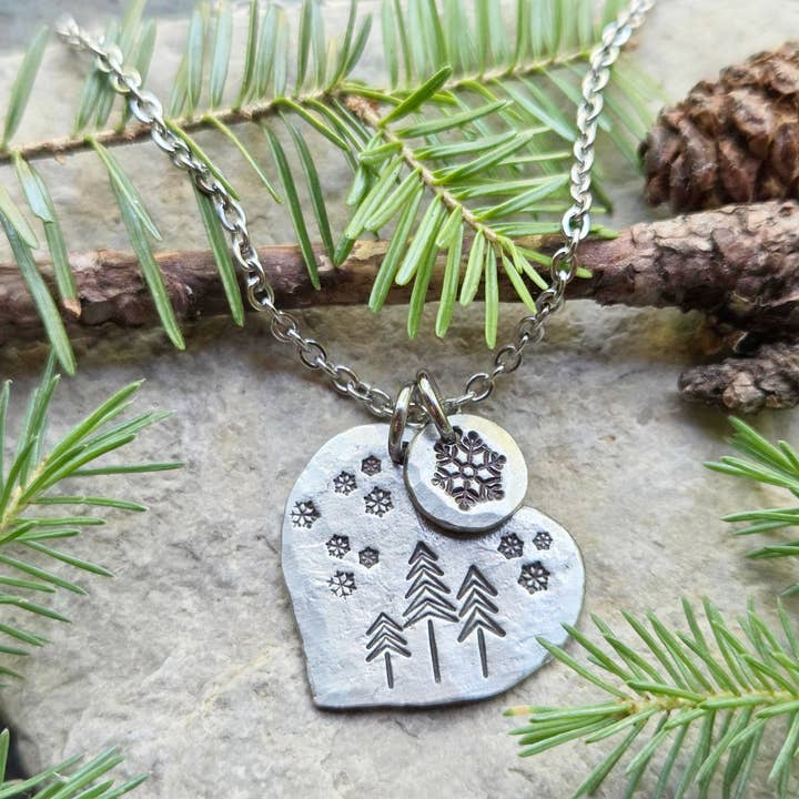Kathryn's Collection - Wholesale Pendant/Charm Necklace - Winter Pine Tree Heart Necklace 7