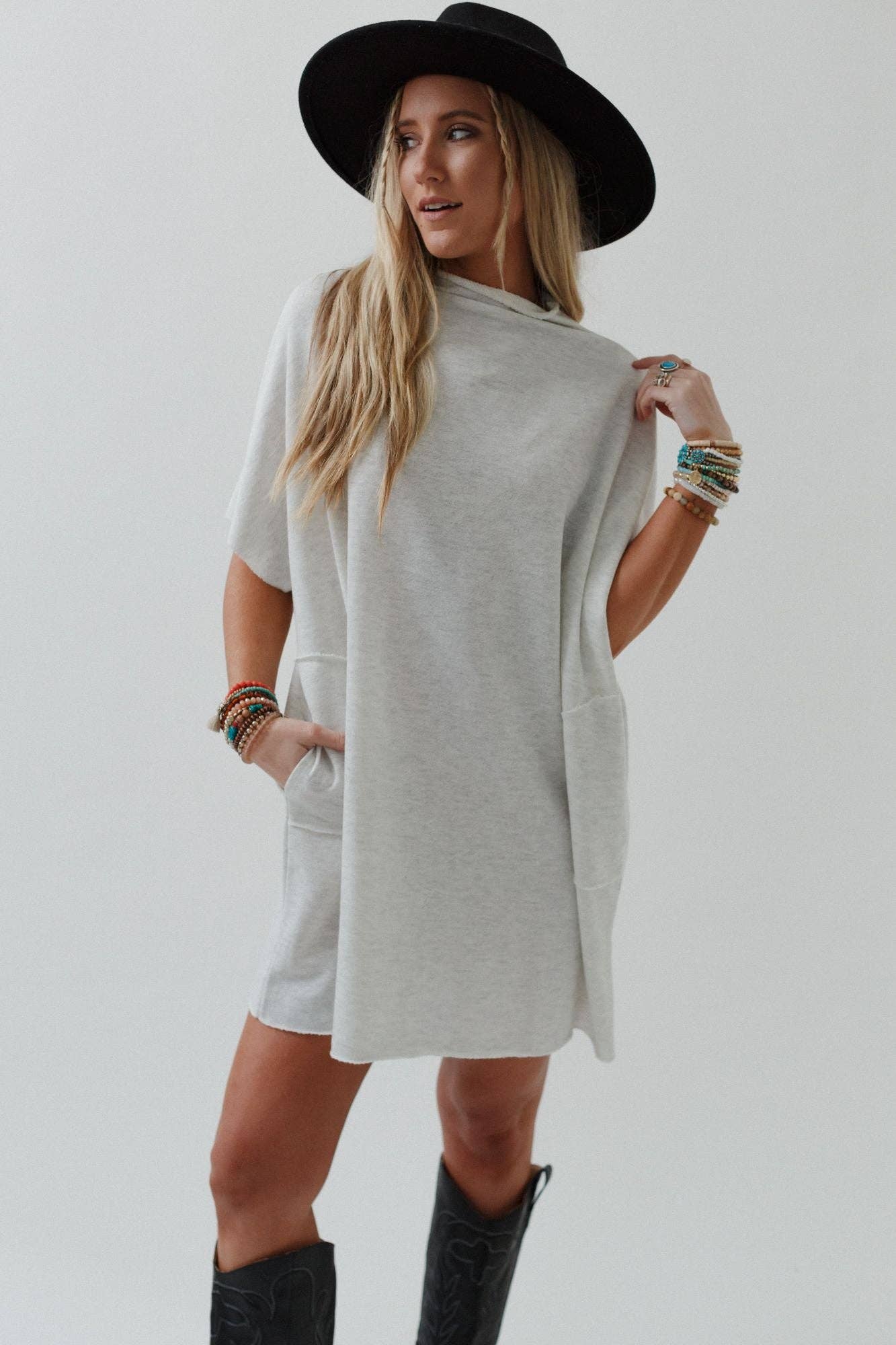 Three Bird Nest - Wholesale Dress - Women's - Laid Back Luxe Dress - Light Heather Gray0