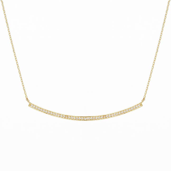 Collar dorado con barra curva pavé para venta al por mayor de OHBOOBA DESIGN