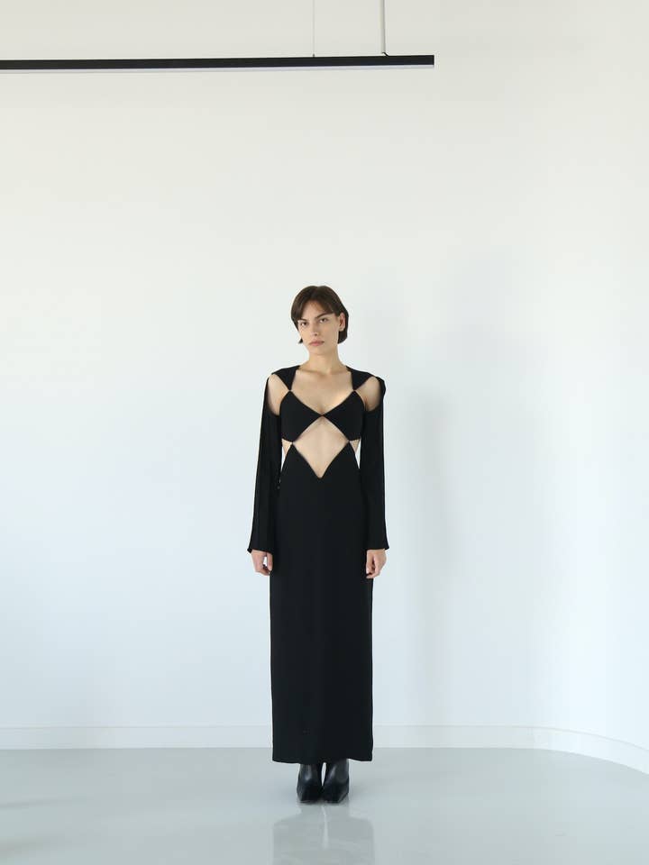 Demetra Black Long Dress for wholesale by MAET