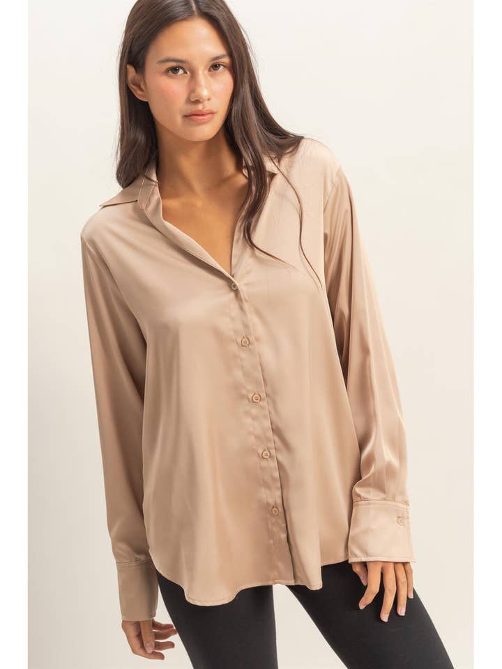 Satin Button-Up Shirt for wholesale by HYFVE