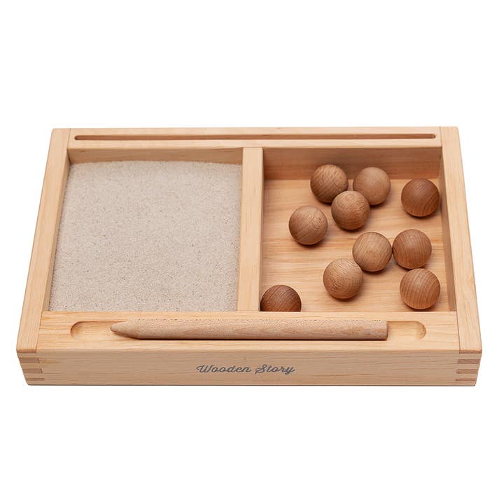 Living Refinery - Wholesale Wood Toy - Kids - Wooden Story - Montessori Sand Tray with Balls