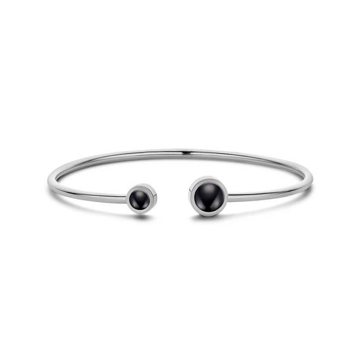 CO88 bangle with black agate stones 4mm and 6mm ips for wholesale by CO88 Collection