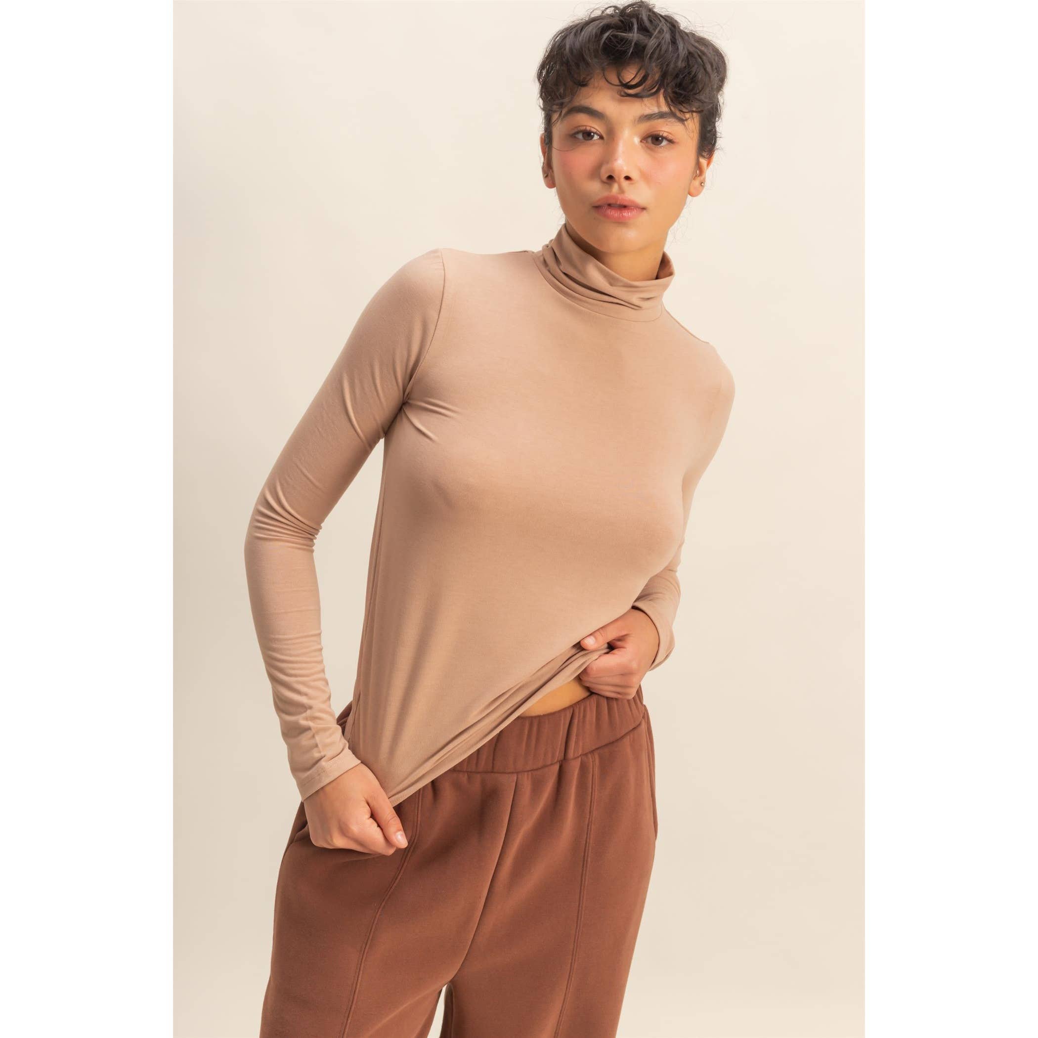 Double Zero - Wholesale Knit Top - Women's - Turtleneck Long Sleeve Fitted Top5