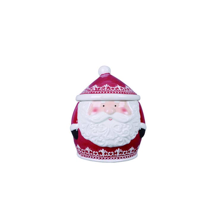 Transpac - Wholesale Cookie Jar - CLOSEOUT Nordic Santa Cookie Jar Red Ceramic Christmas Decor