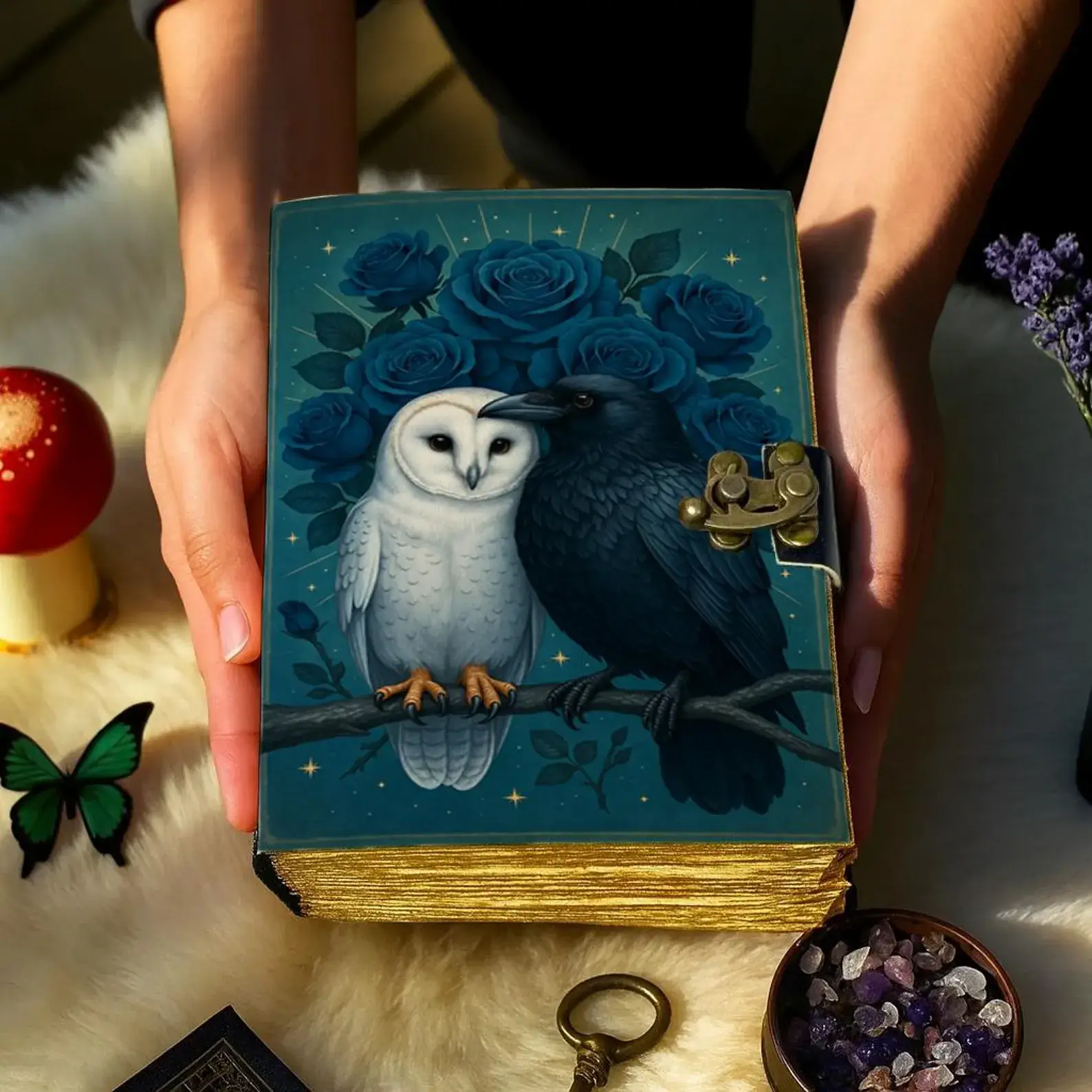 MNM HANDICRAFTS – wholesale Journal/diary – Owl and Raven Leather Journal – Handmade Grimoire Notebook 4