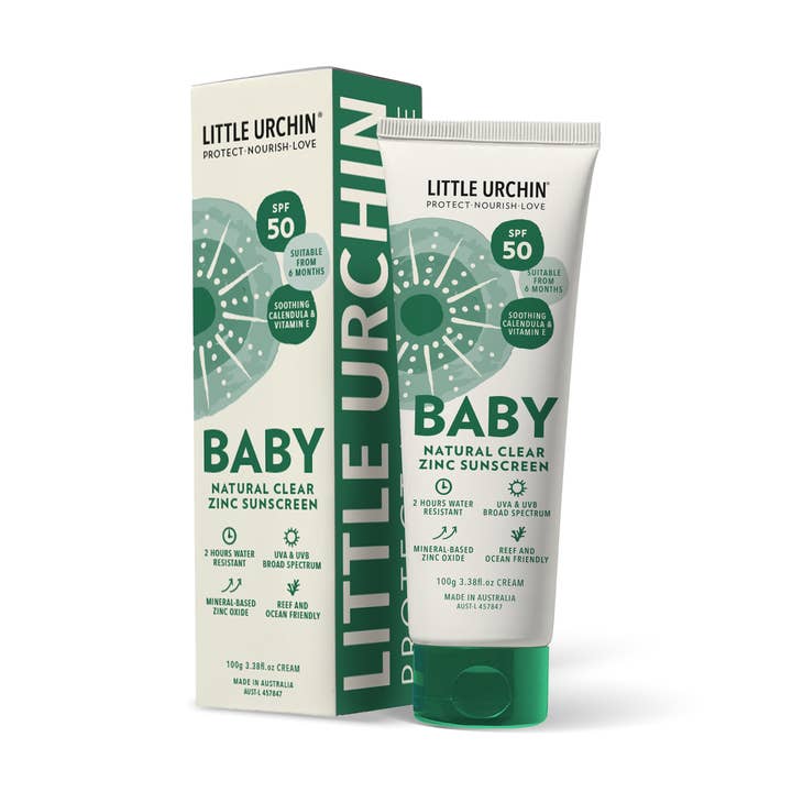 Little Urchin – Engroshandel Solcreme – Little Urchin BABY Naturlig klar zink solcreme SPF 50 100g