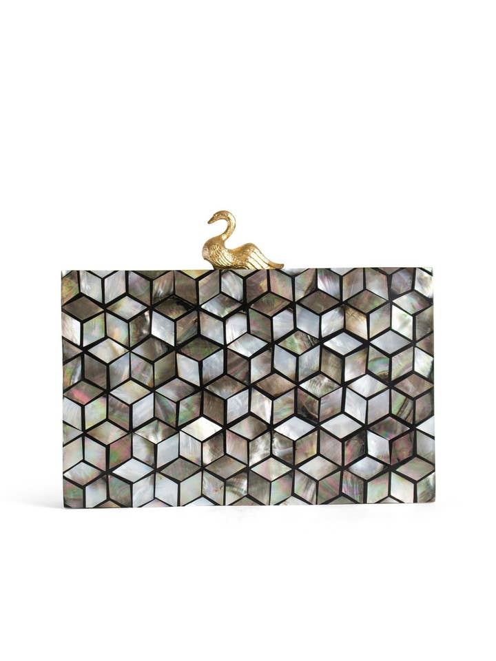 Mother of Pearl Bag with Swan Lock for wholesale by Equal Hands
