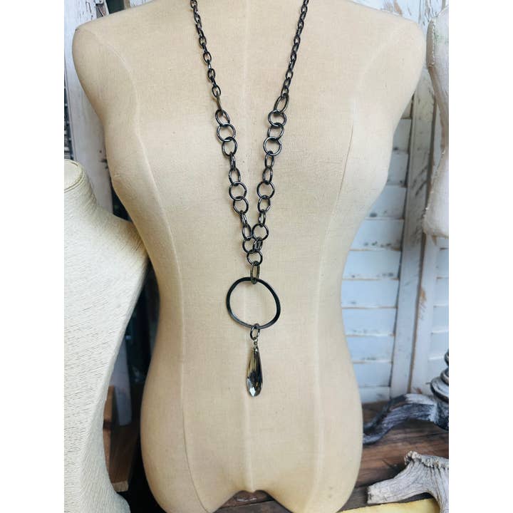 Scooples Jewelry – wholesale Link & chain necklace – Gorgeous Gunmetal Crystal1