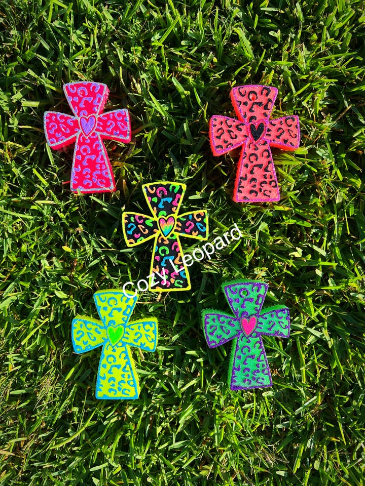 Leopard Heart Cross Car Freshie for wholesale by Cozy Leopard Boutique