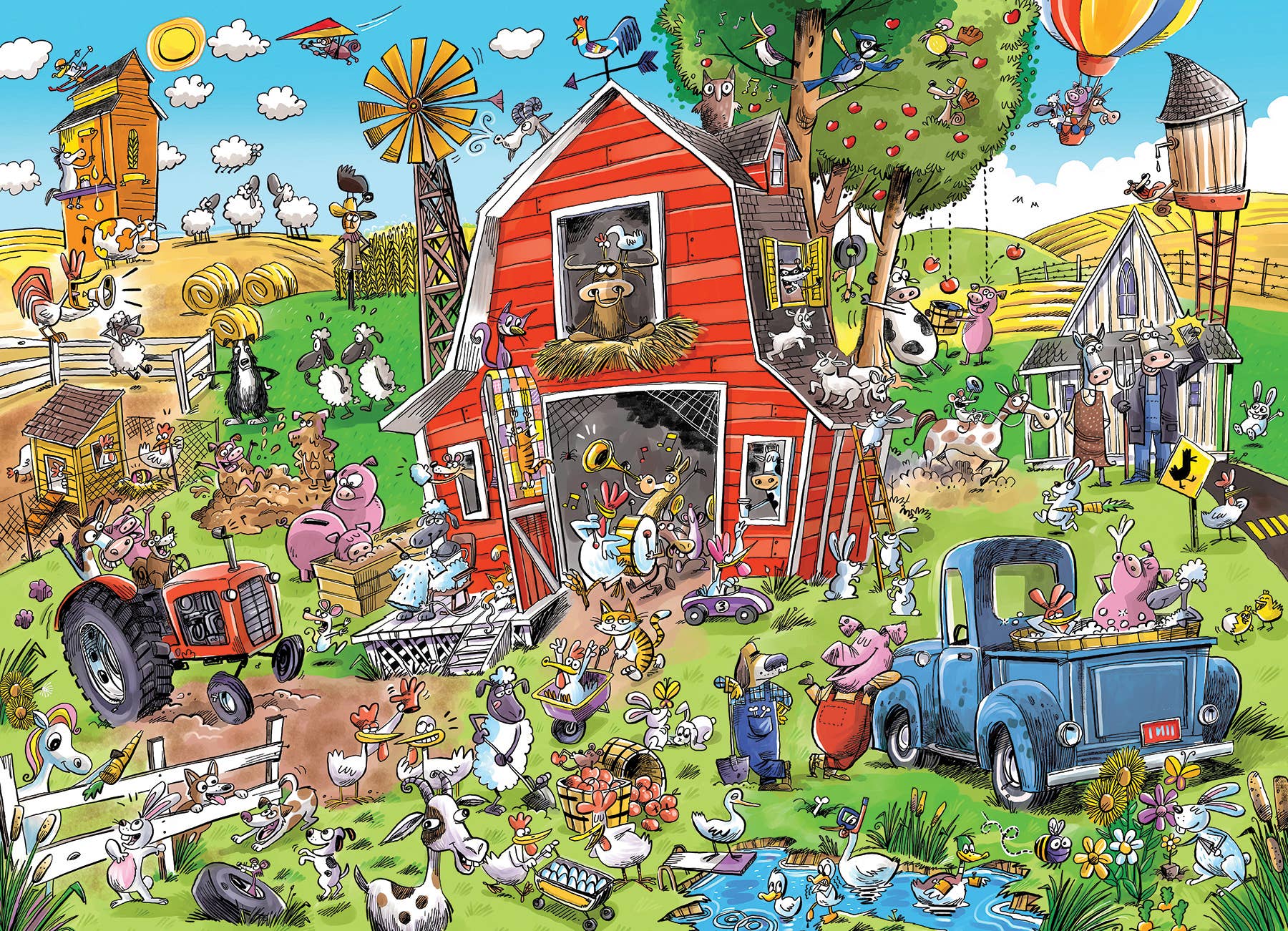 Outset Games and Cobble Hill Puzzles - Wholesale Puzzle - Adult - Farmyard Folly (Family) 350pc puzzle1