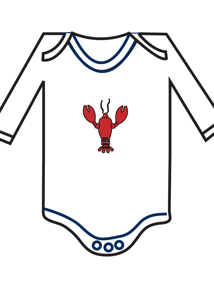 Lap Neck Onesie Longsleeve Lobster for wholesale by New Jammies