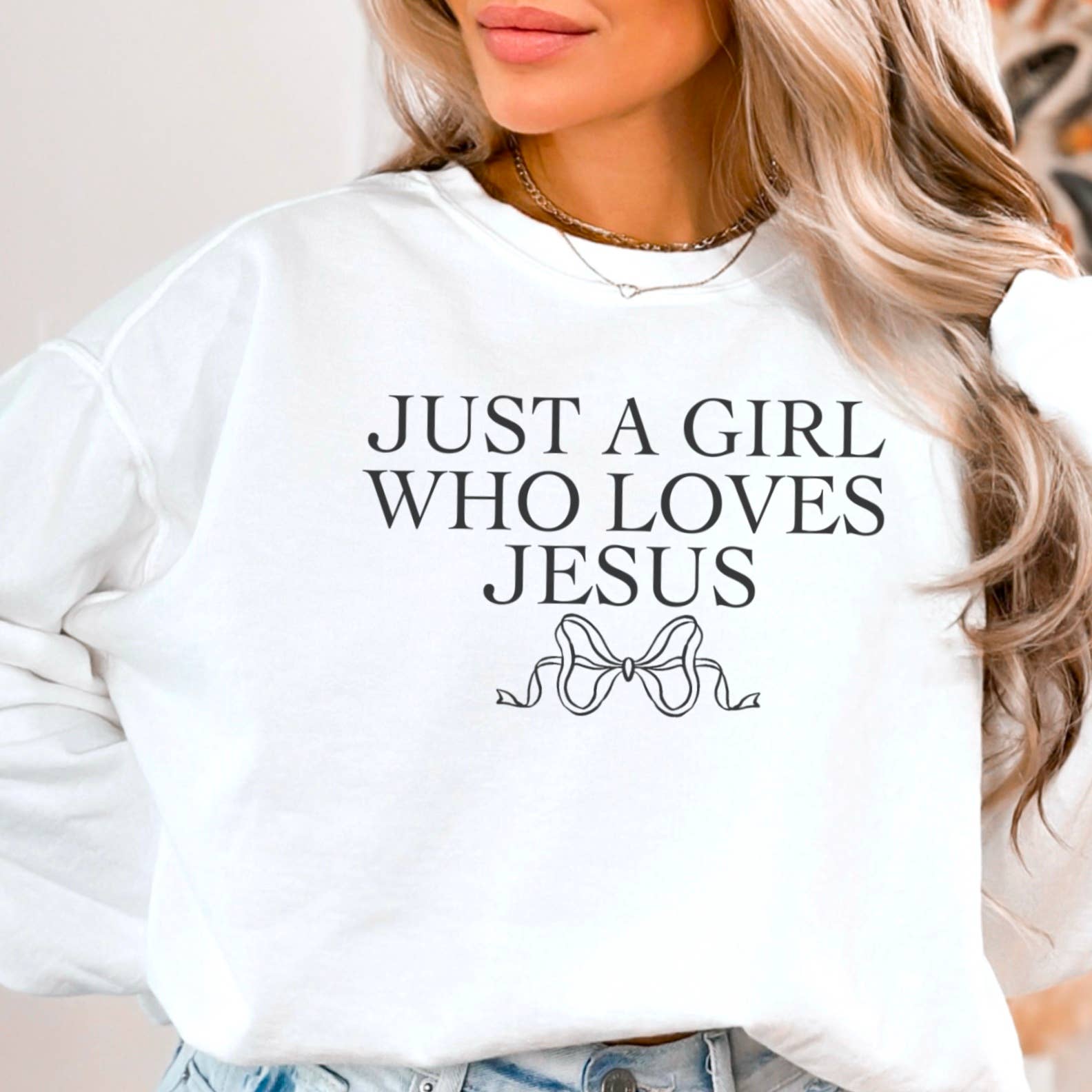 Shoppe SHC - Vente Sweat-shirt à imprimés – femme - Coquette Juste Une Fille Qui Aime Jésus | Sweat-shirt Chrétien0