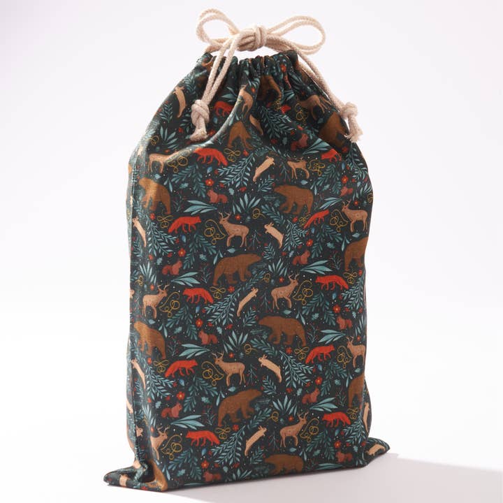Dark Green Fabric Gift Bag by Hannah Pearlman | 14", Cotton Canvas for wholesale on Faire