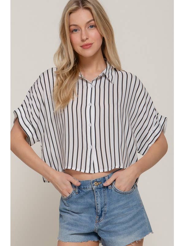 Vanilla Monkey - Wholesale Blouse – Women’s - Sheer Dolman Slv Stripe Print Shirt4