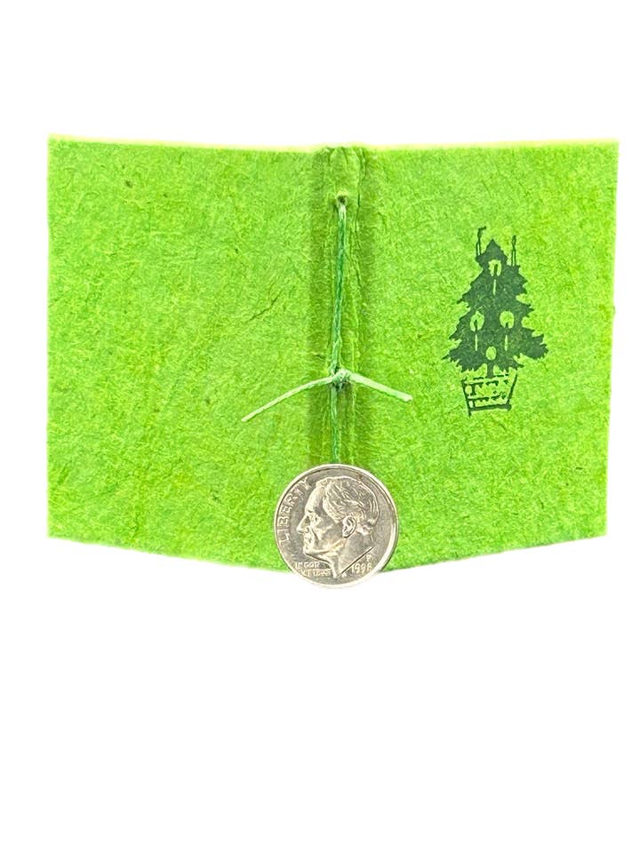 Christmas Tree Tiny Book, handmade with letterpress cover for wholesale by Igloo Letterpress