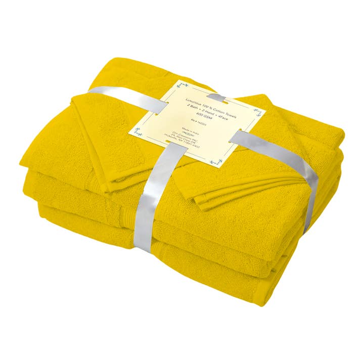 Luxurious Combed Cotton 600 GSM Bath Towel 6 Piece Set for wholesale by Cozy Trends