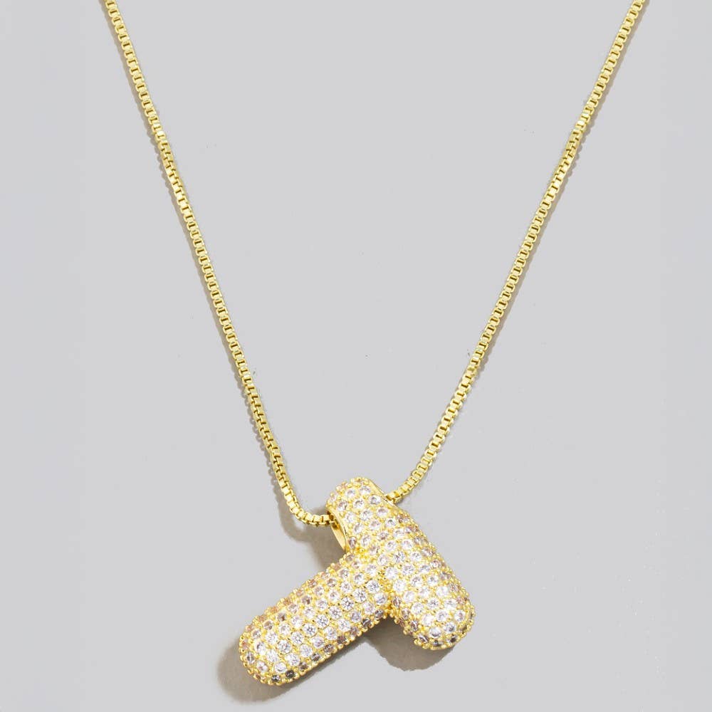 The Looks by Fame Accessories - Venta al por mayor Collares con colgantes/abalorios - Collar con colgante inicial de burbuja pavé19