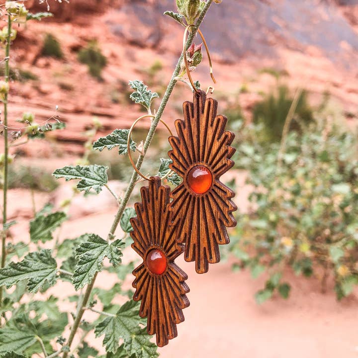 lovelevel – wholesale Dangle earrings – Gemstone Wood Earrings | SUNBURST4