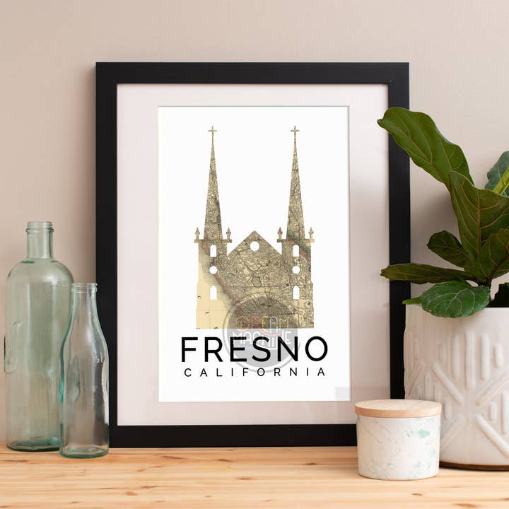 Fresno Print, Fresno Skyline, Fresno Art, Fresno Poster, Fresno Watercolor, Fresno Art Print, Fresno Map, Fresno Wall Art, Fresno California MapSymbol37 for wholesale by DreamMachine Prints