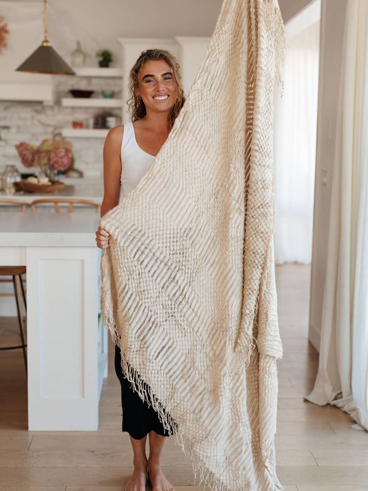 Graham Blanket Single Cuddle Size in Beige for wholesale by Bella Nova Style Co