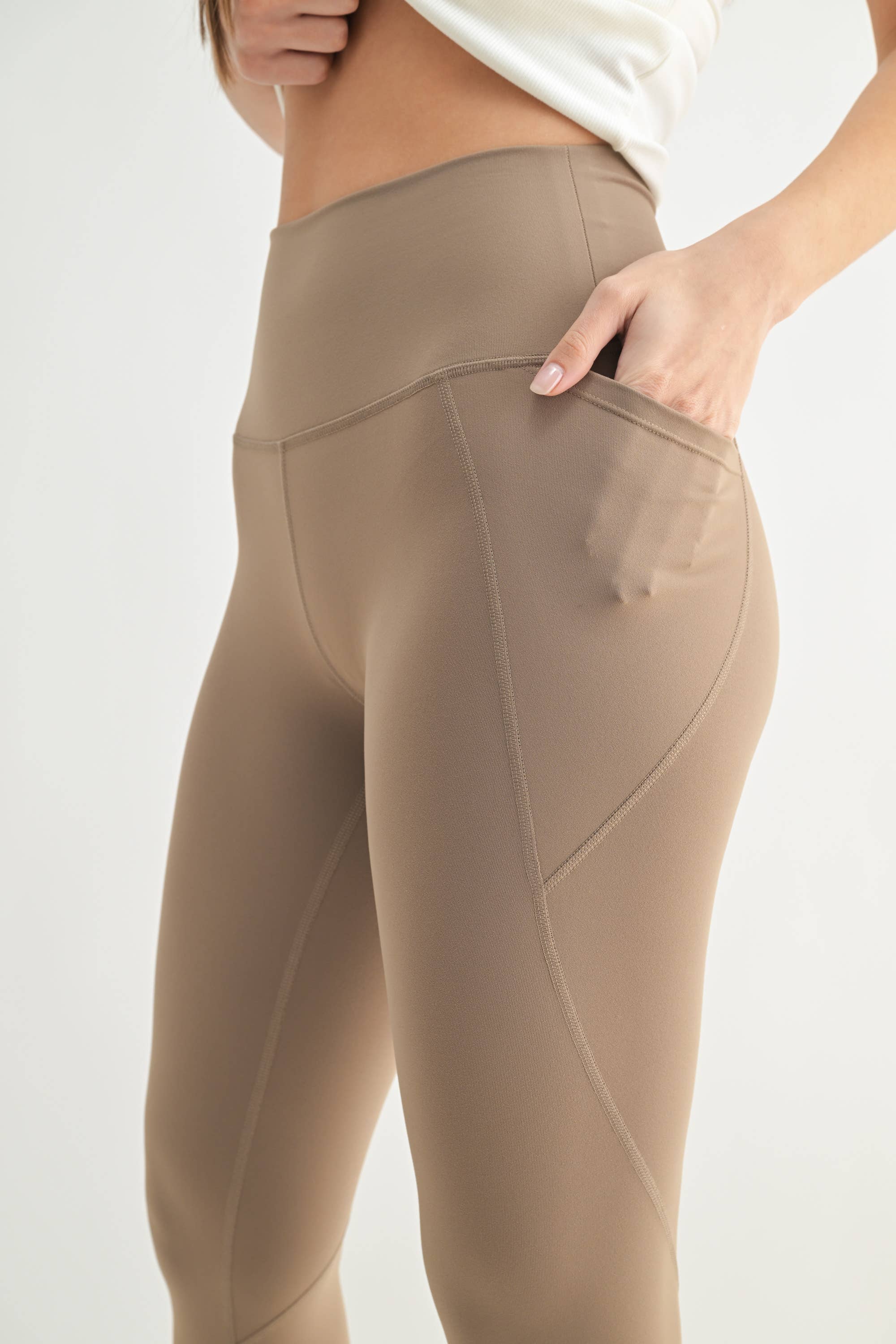 Mono B - Vente Legging de sport/d'intérieur – femme - Legging taille haute solide avec bande fuselée17