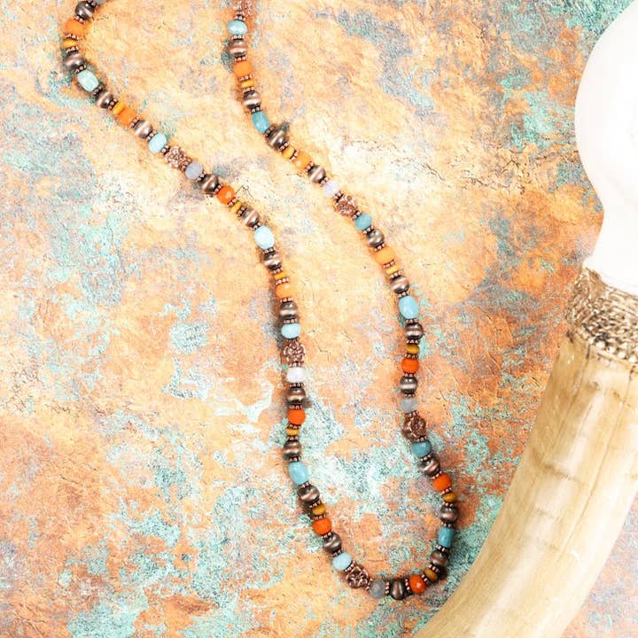 Wholesale Accessory Market - Wholesale Beaded/Pearl Necklace - Cypress Lane Coppertone Multi-Color Necklace0