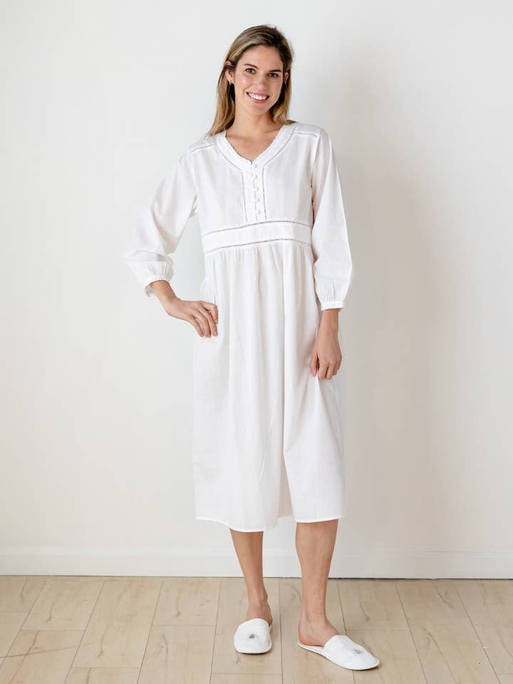 Claire White Cotton Nightgown for wholesale by Jacaranda Living