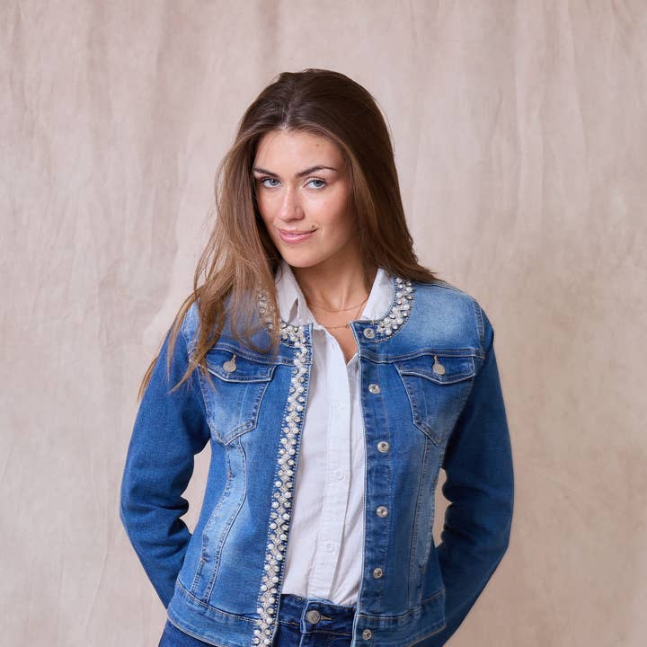 Denim jacket (Pearl and Rhinestone) - ANA & LUCY and other Purchase Wholesale sequin denim jacket. Free Returns & Net 60 Terms on Faire trending on Faire.