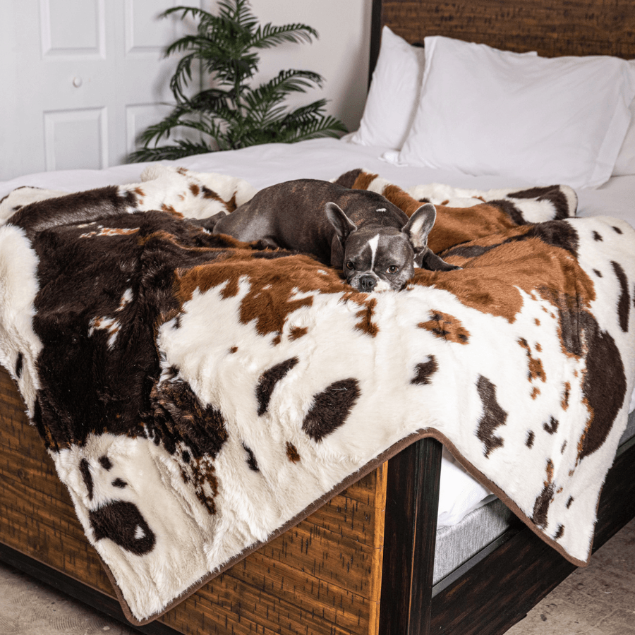 Paw Brands - Wholesale Pet Blanket - Dog - PupProtector™ Waterproof Throw Blanket - Brown Faux Cowhide4