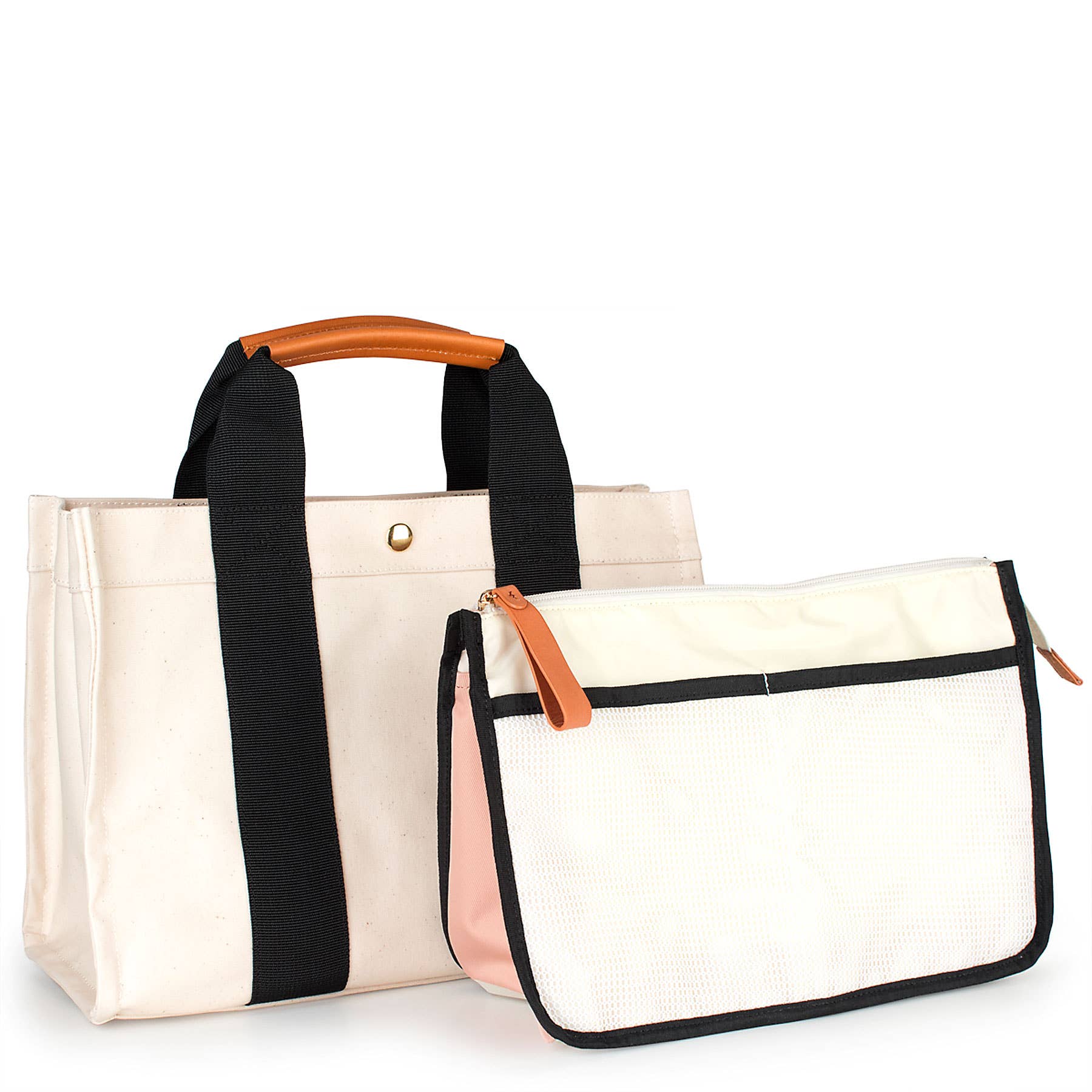Boulevard - Vente Tote bag – femme - Sac cabas en toile « Kylie » Panda avec accents en cuir2
