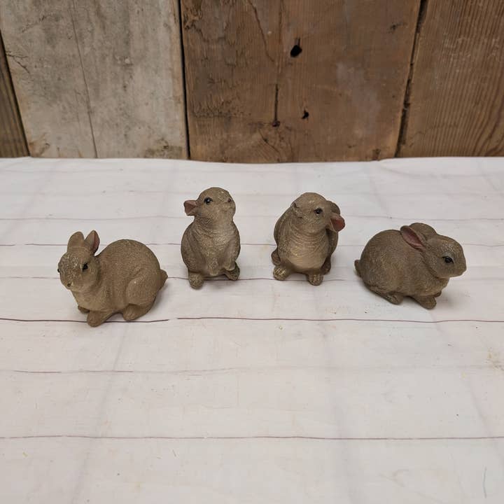 Juego de 4 conejitos de resina para venta al por mayor de A.T. Imports