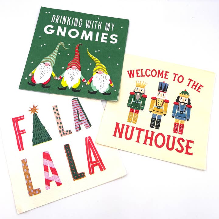 soiree-sisters - Wholesale Disposable Napkin - Funny Christmas Napkins |Welcome To The Nuthouse - 20ct3