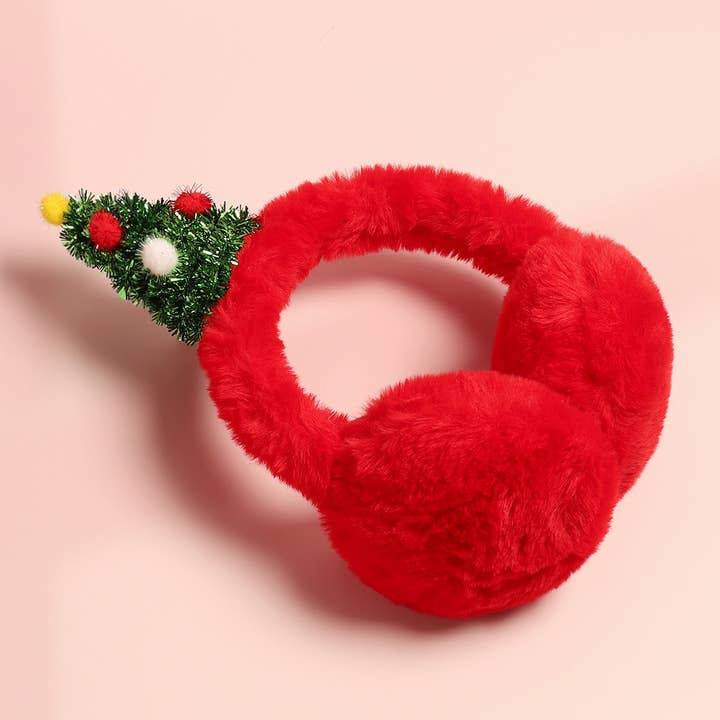 Rød Juletræ Faux Fur Bløde Ørebeskyttere for engroshandel på Faire