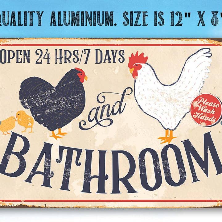 Lone Star Art Metal Signs - Wholesale Bathroom Sign - Hen & Rooster Bathroom -Metal Sign1
