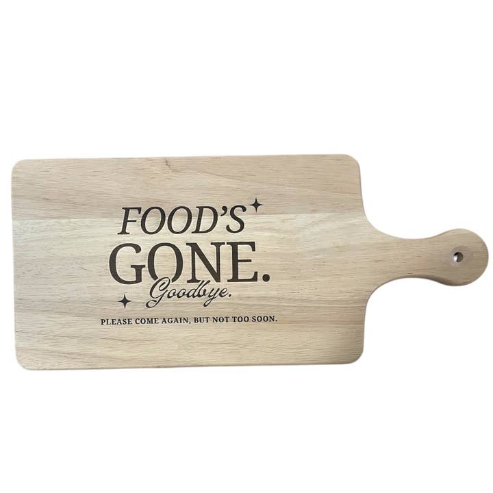 Food’s Gone Serving Board for wholesale by Merriment Creations