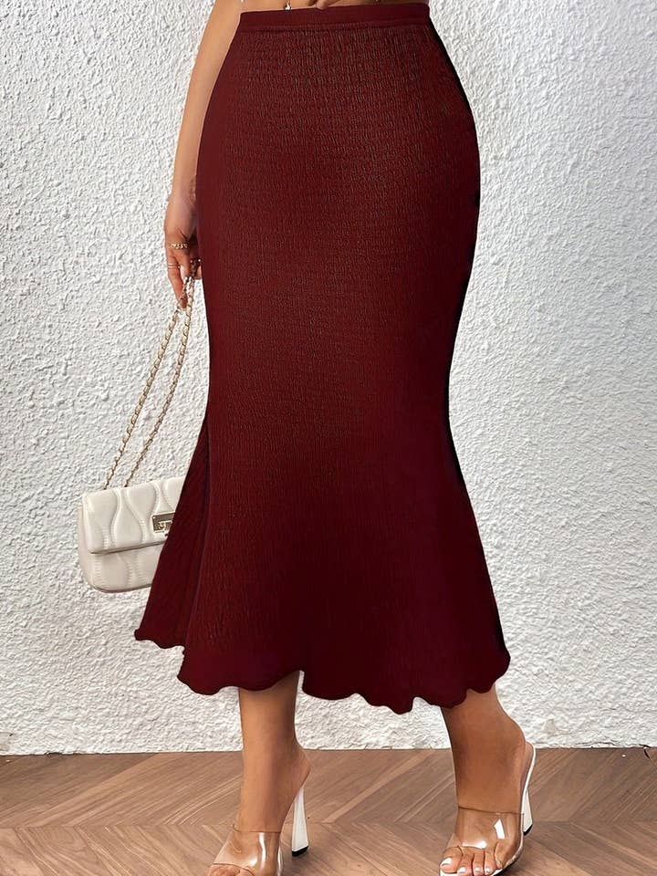 NINEXIS - Wholesale Skirt - Women's - CWBLS0433_FASHION KNITTED ELASTIC FISHTAIL LONG SKIRT1