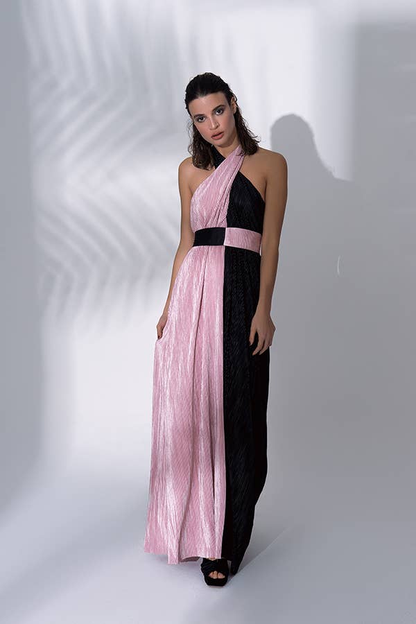L' APPEL DU VIDE - Wholesale Dress - Women's - Long Pleated Halter Neck Dress