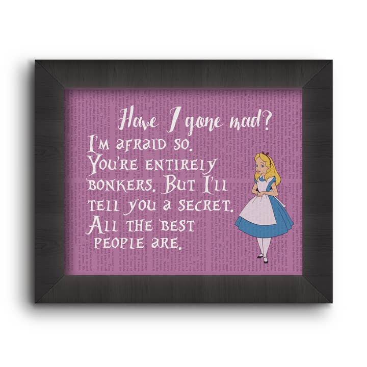 Have I Gone Mad?... Alice in Wonderland for wholesale by Cecelia Rose Book Page Art