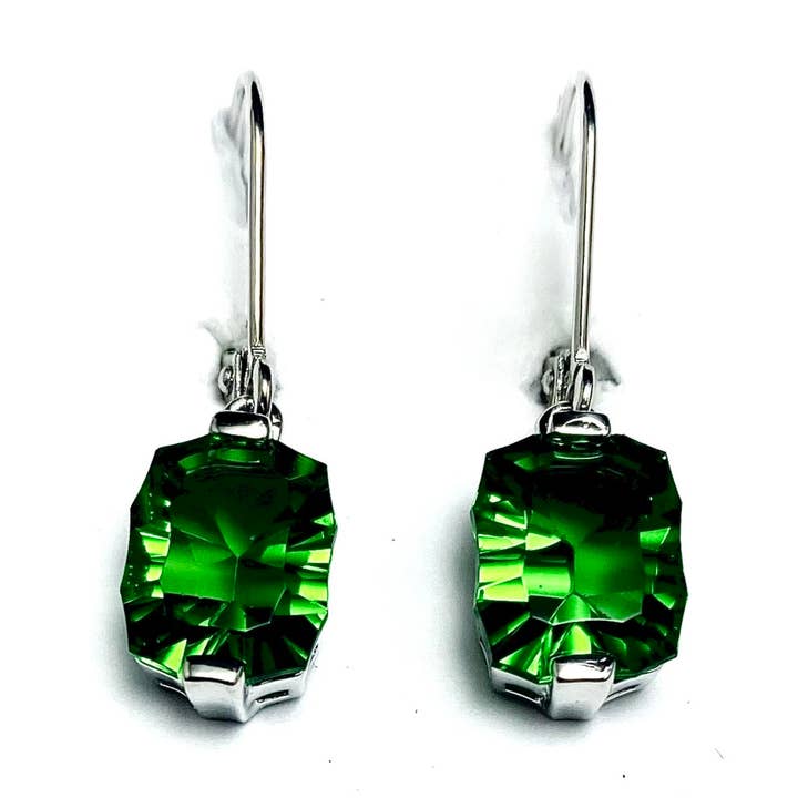 Fancy Cut 8x10mm 4.4Ct Helenite Starburst Silver Earrings for wholesale by Twan Kee Jewelry