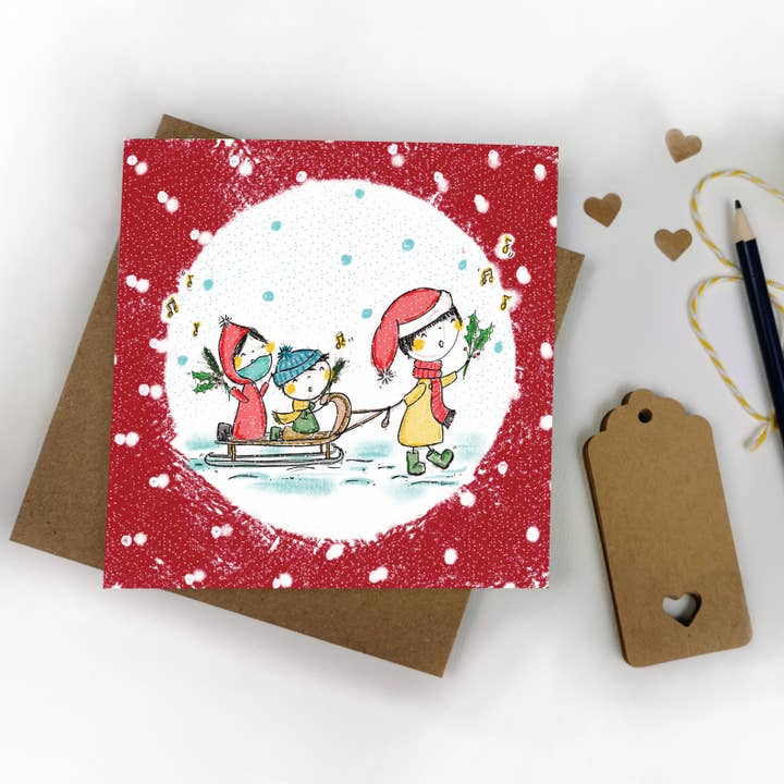 Tarjeta de Navidad, cantando todo el trineo. para venta al por mayor de Yellow Deer Designs