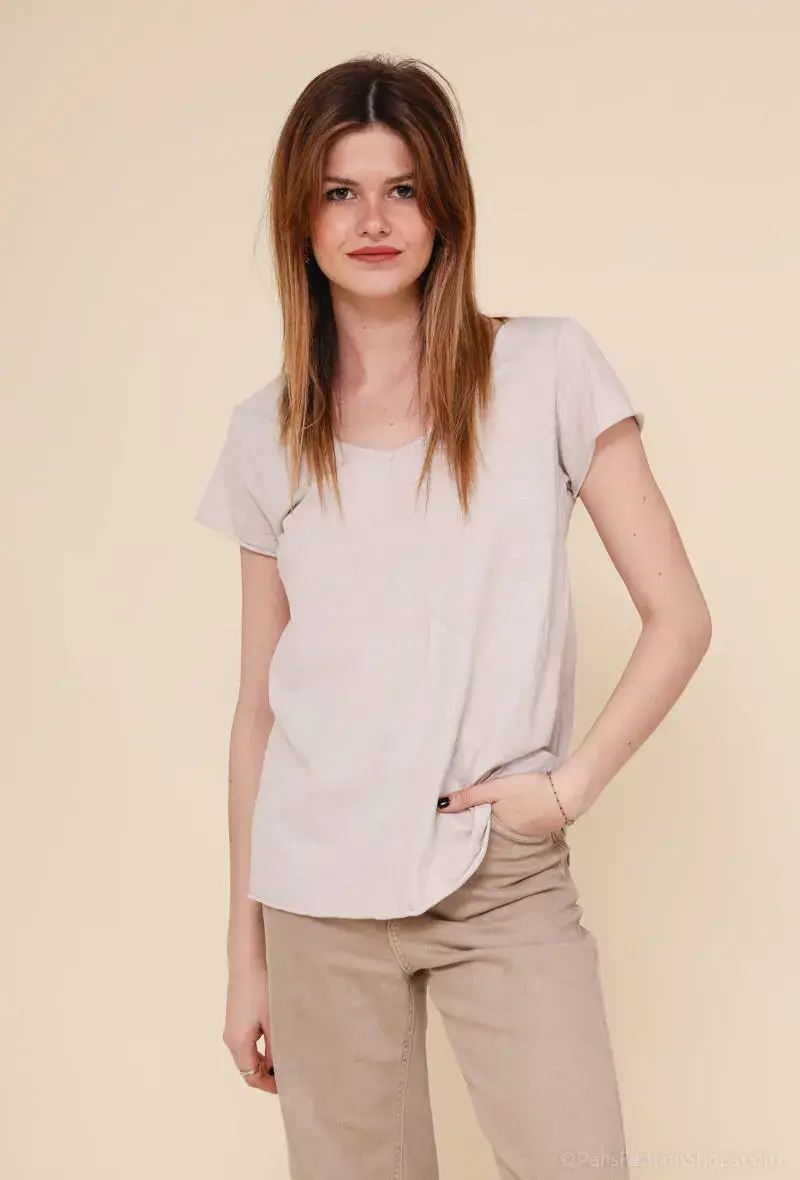 Mimi & Gogo - Wholesale T-Shirt - Women's - Plain basic T-shirt @2993_TsUni21