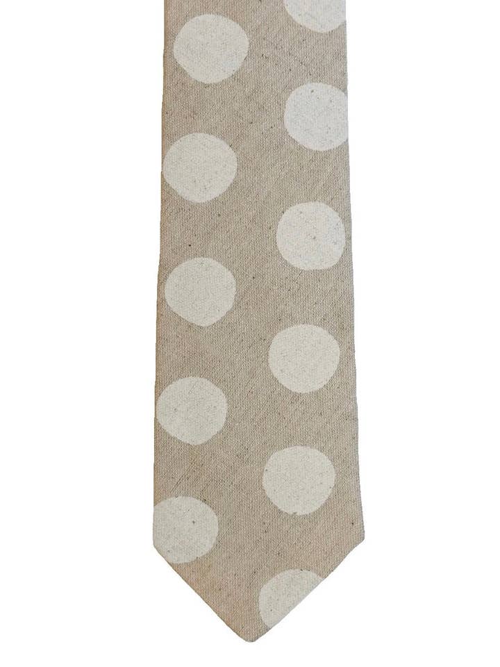 The Tie | Tipsy Linen Dots - Natural White for wholesale by 18 Waits