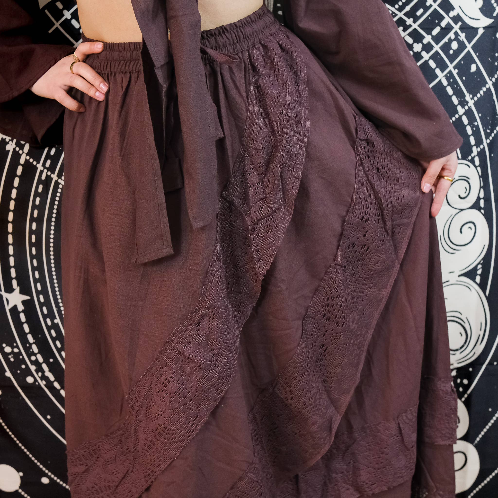 Karma Nepal Crafts - Venta al por mayor Conjuntos de top y falda - Mujer - Conjunto de falda fluida boho de encaje de algodón4